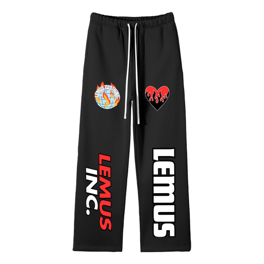 Streetwear Unisex Solid Color Fleece Straight Leg Pants
